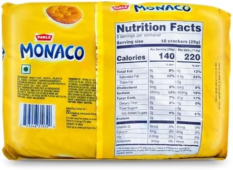 Parle Monaco Classic Regular Biscuits VALUE PACK - 43.5g (Pack of 6)