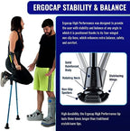Ergocap® High Performance Crutch Rubber Tip - Rubber Replacement Foot Pad for Walking Canes - Stable Four Point, Engineered to Mimic The Joint Articulation of The Foot/Ankle (Universal-1 Crutch Tip)
