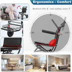 Lightweight Transport Wheelchair (only 15lb), Portable Folding Travel Wheelchairs with Locking Hand Brakes, Ultra Light Wheel Chair for Adults & Child w/ 12'' Honeycomb Tires, Up to 280lbs