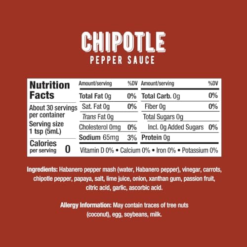 Melinda’s Chipotle Hot Sauce - Gourmet Chipotle Sauce - Made with Fresh Peppers, Carrots, Onion, Papaya & Lime Juice - Keto, Vegan, Gluten Free- 5oz, 4 Pack