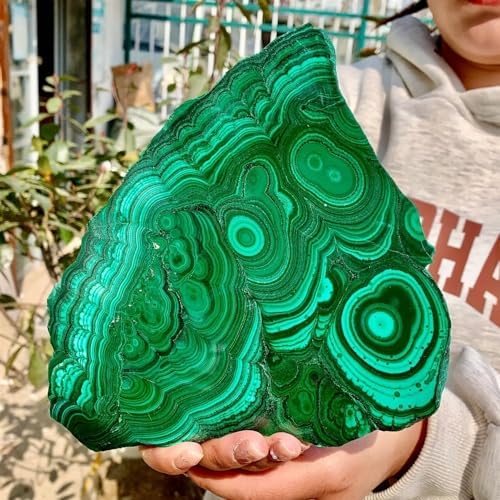 AtkitS Natural Natural Malachite Stone Slab Quartz Crystal Collection Mineral Specimen Healing (Size : 450-500g)