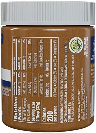 MaraNatha No Stir No Sugar or Salt Added Crunchy Almond Butter, 12oz (Pack of 2)