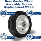 AlveyTech 6"x2" Rear Caster Wheel Assembly for Jazzy Select, Jazzy Select Elite, & Pride TSS 300 Power Chairs - Replacement Wheels with Non-Marking Black Solid Tires and 638RS Bearings (WHLASMB2047)