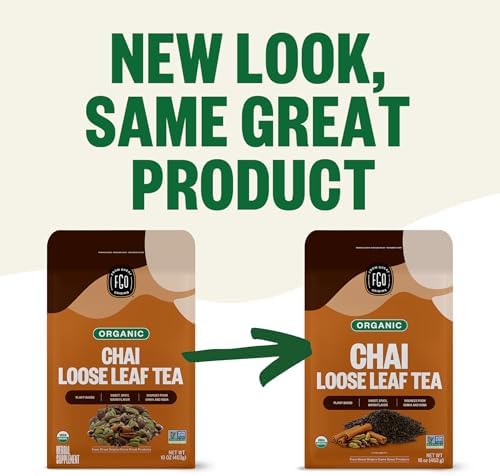 FGO Organic Chai Tea, 16 Ounce Loose Leaf Bulk Resealable Bag, Packaging May Vary (Pack of 1)
