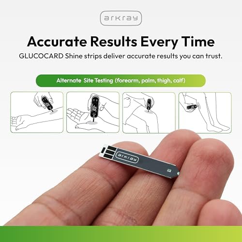 ARKRAY GLUCOCARD Shine Blood Glucose Test Strips – No Coding Required, Fast 5-Second Results, 0.5 Microliter Sample Size – Compatible with GLUCOCARD Shine Blood Glucose Meters, 50 Count