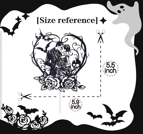 Halloween Till Death do us Party Cake Topper, Till Death My Love/Rip My Love, Halloween Theme Wedding/Anniversary Party Decorations Supplies, Black Glitter