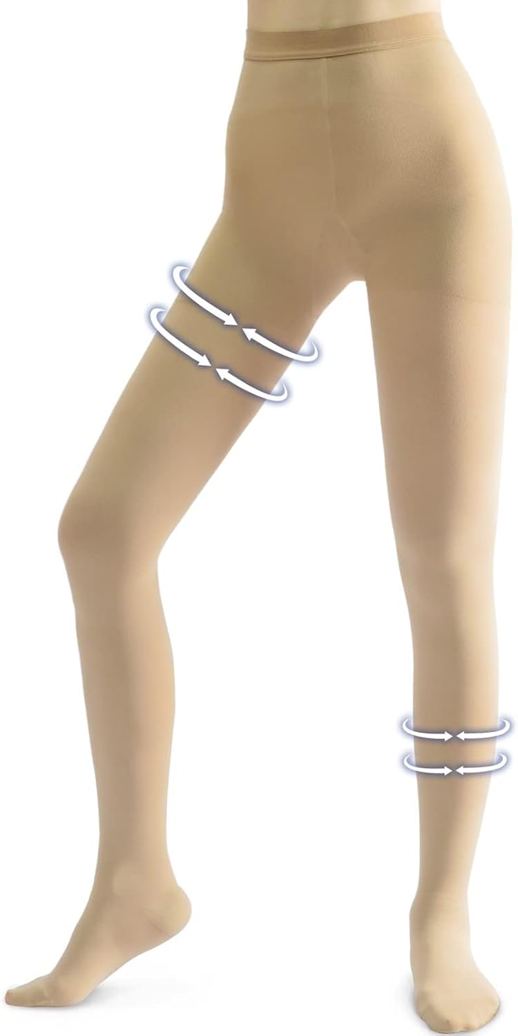 Beister Medical Compression Pantyhose for Women & Men, Opaque Closed Toe 20-30mmHg Graduated Support Tight