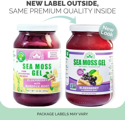 Wildcrafted Irish Sea Moss Gel | Made in USA | Rich in Vitamins & Minerals | Sea Moss Gel Raw | Nutritional Supplement | Elderberry (16 oz)