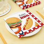 40PCS BBQ Party Paper Napkins Burgers Utensils Napkin Barbecue Picnic Disposable Luncheon Dinner Paper Napkin for Barbecue Baby Shower Summer Holiday Party Supplies, 6.5x6.5In