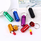 AKOAK 7 Pcs Colorful Round Aluminum Alloy Pill Bottle, Emergency Jar, Waterproof Outdoor Travel Portable Pill Bottle Key Chain