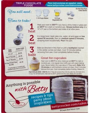Betty Crocker Super Moist Cake Mix Triple Chocolate Fudge 15.25 oz Box (Pack of 2)