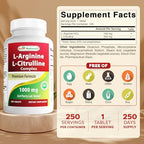 Best Naturals L-Arginine L-Citrulline Complex 1000 mg 250 Tablets (250 Count (Pack of 2))