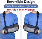 Mesh Arm Shoulder Sling with Adjustable Strap Breathable Shoulder Sling Immobilizer for Adult Men Women Wrist Hand Elbow Arm Injured (Black)