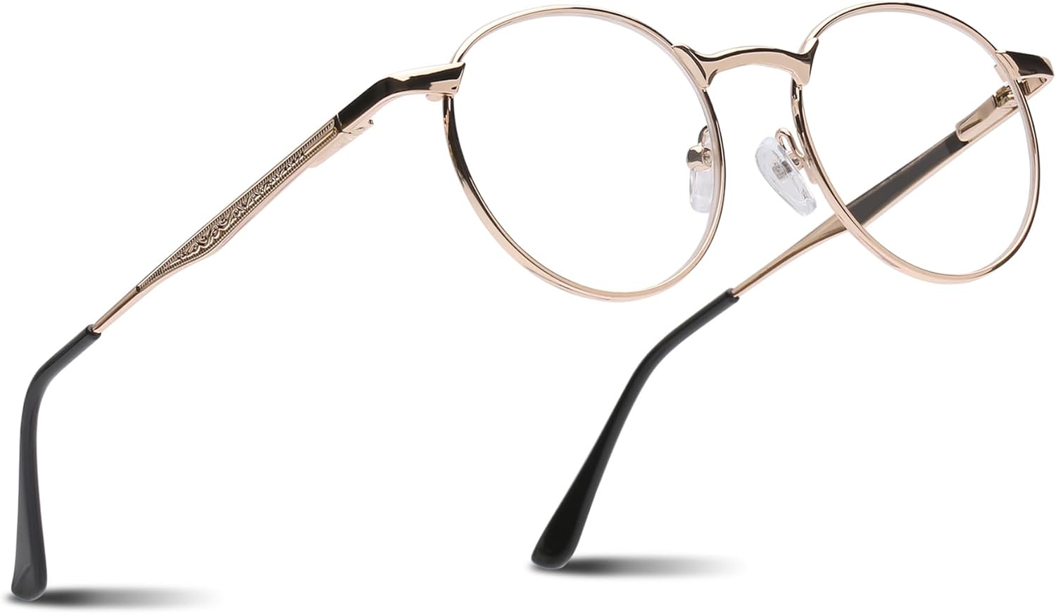 2SeeLife Round Metal Wire Rimmed Reading Glasses for Men & Women – Medium–Wide Fit, Durable, Spring Hinges, Premium Readers, Gold, +3.00