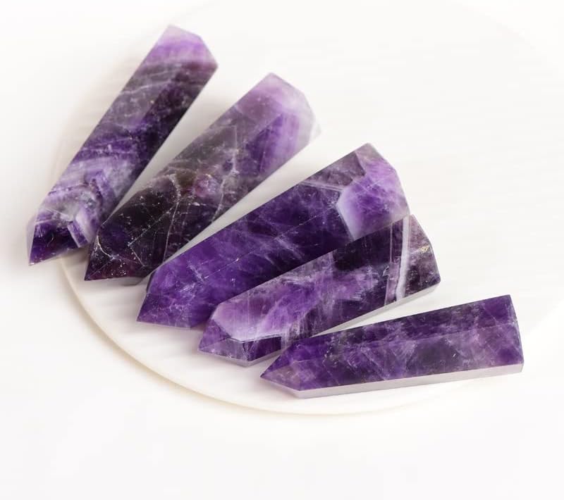 1PCS Dream Amethyst Natural Crystal Towers 3.54-4.33" Healing Crystal Wand 6 Faceted Chakra Reiki Meditation Therapy