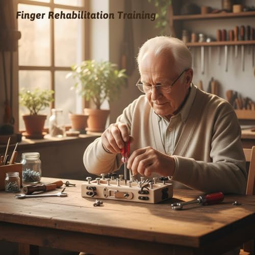 14-Hole Wooden Therapy Pegboard Multifunctional Finger Dexterity Grip Strength Trainer for Fine Motor Skills Hand-Eye Coordination and Sensory Rehabilitation Ideal for Home Office Occupational Therapy