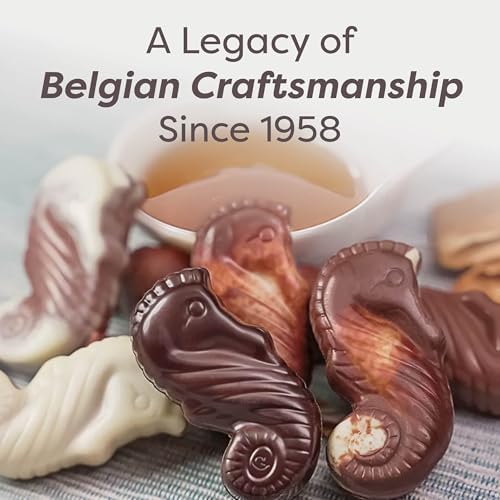 Easter Chocolate Candy Gift Box by GuyLian, Assorted Belgian Chocolates Temptations Seahorses, 6 Gourmet Flavors, Dark, Milk Chocolate Truffles, Hazelnut Praliné, Easter Basket Stuffers for Adults, 4.37 oz, 13 pc