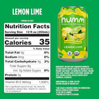 Humm Kombucha Lemon Lime, Organic, Vegan & GMO Free (12 Pack)