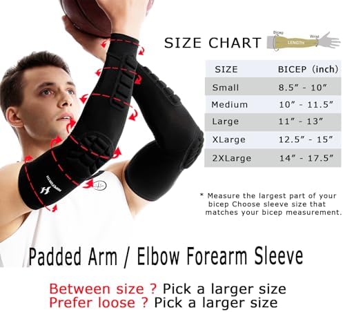 2PCS Padded Elbow Forearm Sleeves Compression Arm Protective Support