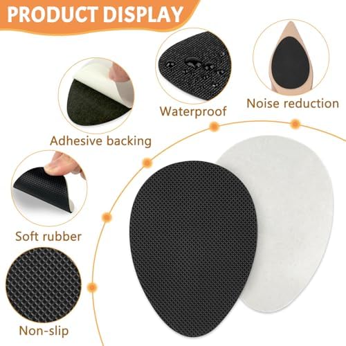 12Pcs Anti Slip Heel Grips, Rubber Non Slip Pads for Shoes, Self Adhesive Design, Prevent Slips and Heel Noise