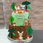 Woodland Animals Cake Topper with Fox Raccoon Hedgehog Rabbit Mushroom for Woodland Themed Birthday
