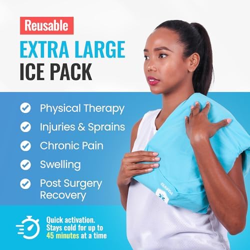 ICEWRAPS 12" x 21" Extra Large Reusable Ice Pack with Soft Fabric Cover, Flexible Cold Therapy Clay Pack for Knee & Back Swelling, Chronic Pain Relief – FSA-HSA Eligible