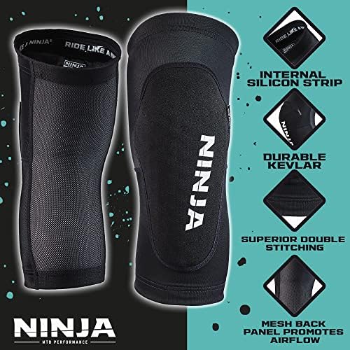 Ninja MTB Speed King Knee Pads, Flexible BMX and Mountain Bike Knee Pads, Great Protection & Lightweight Design, for Men and Women, for Men and Women, Size Large/X-Large