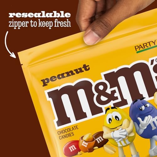 M&M'S Peanut Milk Chocolate Candy, Chocolate Candy Bulk, Party Size 38 oz Bag (Pack of 2)