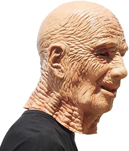 PartyHop - Old Man Mask - Realistic Halloween Latex Human Wrinkle Face Mask