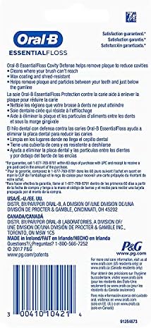 Oral-B EssentialFloss Cavity Defense Dental Floss, 50 M, 2 Pack
