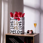 SUNCOLOR Large Valentine's Day Gift Bag with Tissue Paper, Black and Gold Love Design, 13 x 10.2 x 4.7 Inches, for Birthday, Mother's Day