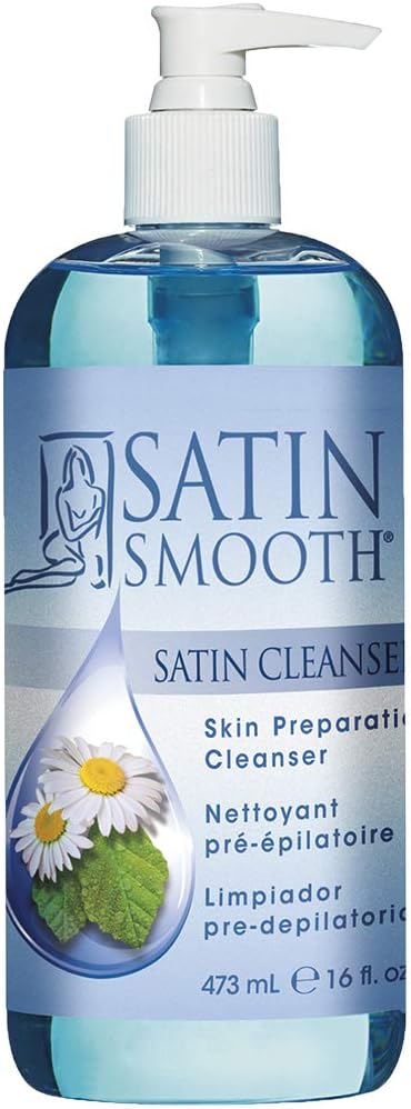 SATIN SMOOTH Pre Wax Cleanser - Antiseptic Formula for Pre Wax Hair Removal Skin Prep, Deep Cleansing & Irritation-Free Waxing, AfterWax Care, 16 oz