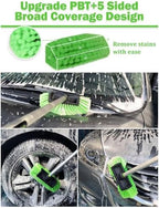 Jisejima Five-Sided Car Wash Brush with Long Handle，Soft Bristle Scrub Cleaning Mop with Extendable Handle for Car, SUV, Truck, Caravan, Boat, House Siding, Sweep Snow 60”/151cm