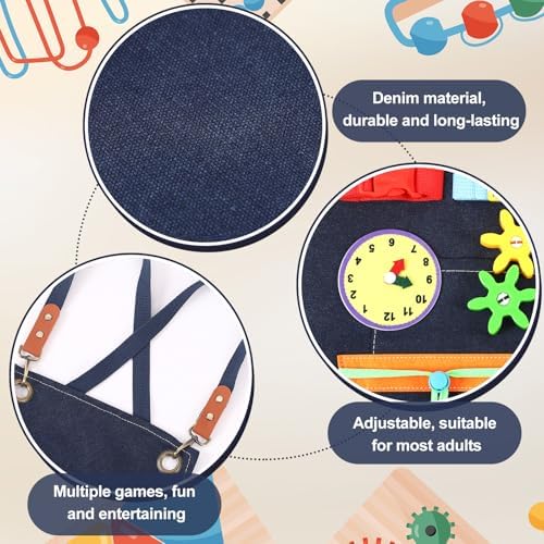 Fidget Apron for Elderly Fidget Blanket for Dementia Alzheimer's Therapy Activity Apron Anxiety Relief supplies(Dark Blue)