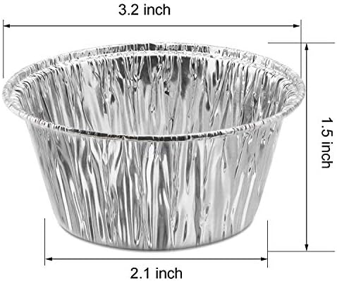 Aluminum Foil Ramekins [150 Pack] 4 oz Aluminum Disposable Ramekins Baking Cups Aluminum Tin Foil Cups for Roasting Tart, Pudding, Souffle, Appetizer
