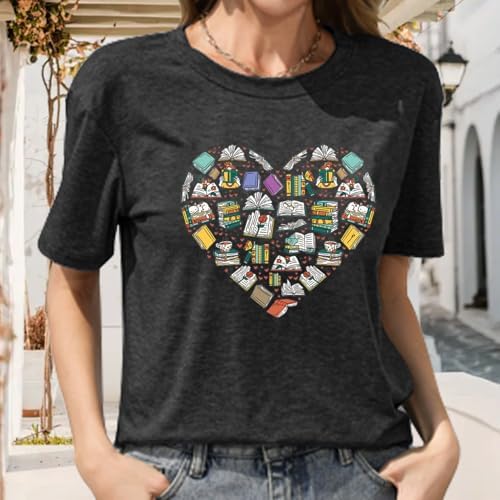 Valentine's Tshirt Women Cute Love Heart Graphic Tees Funny Cassette Tape Letter Print Splicing Short Sleeve Lover Tee Tops