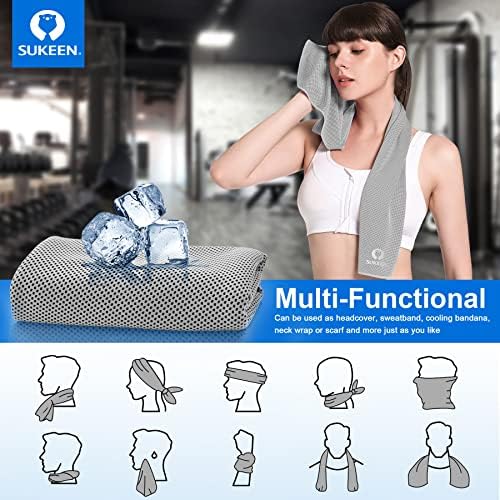 Sukeen 4 Pack Cooling Towels (40"x12"),Ice Towel,Soft Breathable Chilly Towel,Microfiber Towel for Yoga,Sport,Running,Gym,Workout,Camping,Fitness,Workout & More Activities