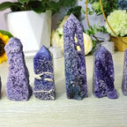 Natural Grape Agate Geodes Tower Healing Crystal Cluster Wands Square Gemstone Mineral Point Obelisk Specimen for Home Décor Meditation Reiki Chakra Therapy,30~100g