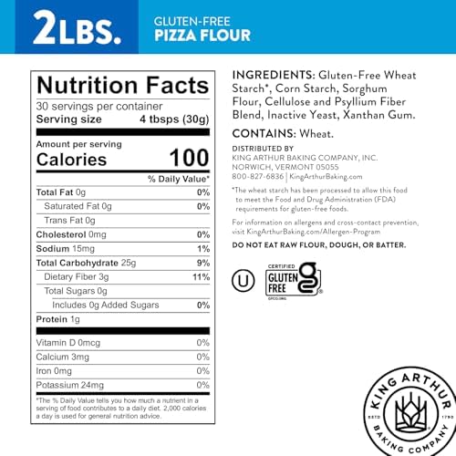 King Arthur Gluten Free Pizza Flour: Crispy Neapolitan-Style Crust - 32 oz Box, Perfect for GF Baking, Celiac-Friendly, 00 Pizza Dough Mix