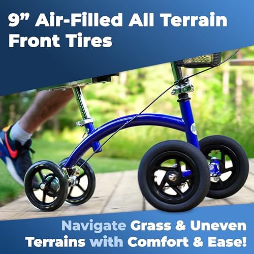 KneeRover Hybrid All Terrain Knee Scooter for Adults for Foot Surgery Heavy Duty Knee Walker for Broken Ankle Foot Injuries - Leg Recovery Scooter Best Knee Crutch Alternative (Blue)