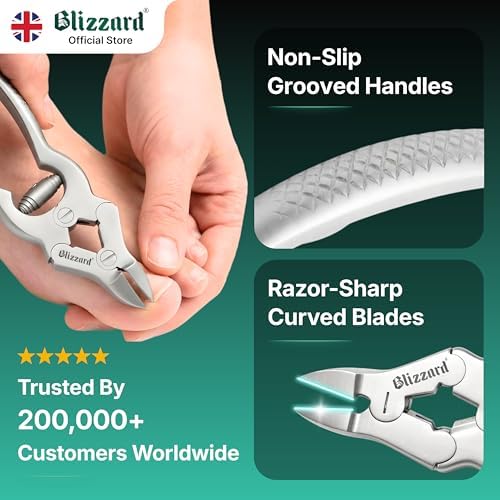 Toenail Clippers by Blizzard – Medical Grade Double Action Toe Nail Nipper Cutter for Thick Nails Seniors – 6 inch German Tool Barrel Spring