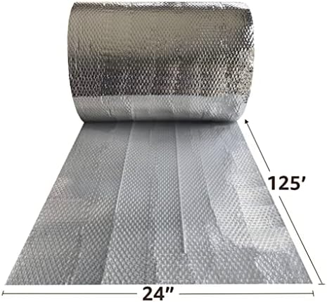 USA Reflective Bubble Insulation Roll, 24" Width x 125' Length, One- Sided Bubble Foil Insulation Roll Thermal Barrier, Window Insulation for Summer & Winter, Radiant Barrier Wrap
