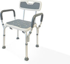 Dr. Aid Shower Chair for Inside Shower - 400 lbs, 6-Height Adjustable Shower Bench with Arms & Back for Adults, Seniors & Disabled - Tool-Free Assembly, Anti-Slip Bathroom Seat for Tub & Small Showers