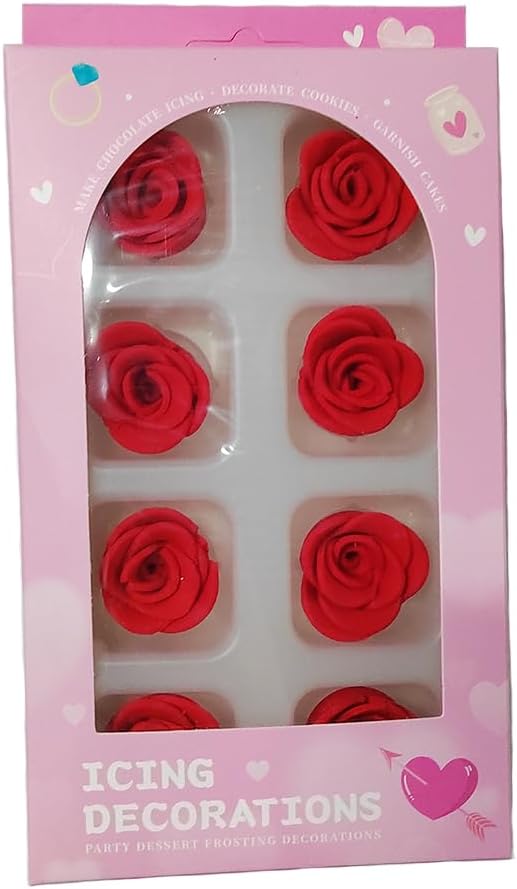 Edible Candy Red Rose Dessert Sugar Sprinkles Party Cookie DIY Cake Cupcake Topper Icing Frosting Decoration Valentine Supplies