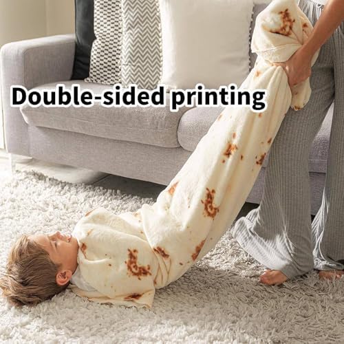 Burrito Tortilla Blanket White Elephant Gifts for Kids Stuff Useful Adults Teenagers Throw Blankets Wrap Boy Girl Party Novelty Gag Pets Soft Fleece 61in