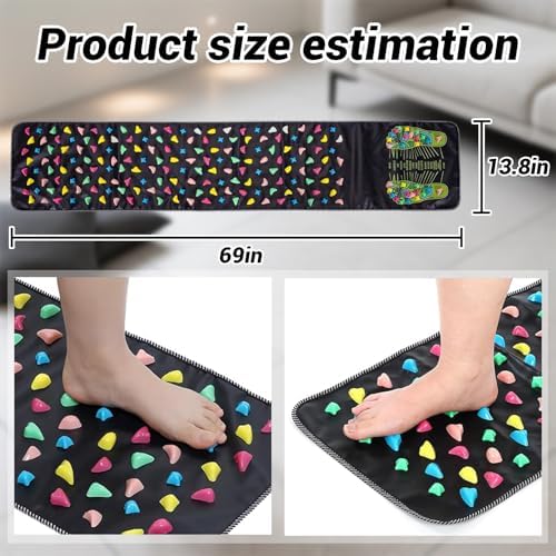 Foot Massage Mat,Acupressure Mats, Reflexology Mat for Pain and Stress Relief, Relaxation, Ideal for Elderly, Students, Office Workers, 68.9 x 13.78 Inches