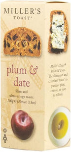 Miller's Artisan Biscuits Toast with Plum & Date | Slim & Ultra-Crispy Toasts | Imported from England | 3.5 oz