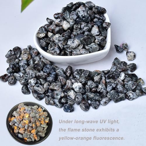 Erliway 100g Natural Flame Yooperlite Stone Crystal Chips, 7-9mm Tumbled Chips Crushed Crystal Stone, Polished Crystal Chip for Fish Tank, Healing Tumbled Chip for Reiki Jewelry Making Home Décor