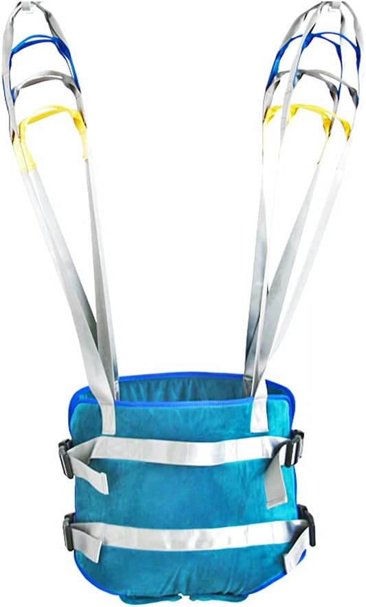 Elderly Gait Belt Divided Leg Sling for Elderly Disabled Full Body Patient Lift Sling Walking Standing Aids Carrier for Leg Thigh Arm Lumbar Relief Trainer (Blue Medium)