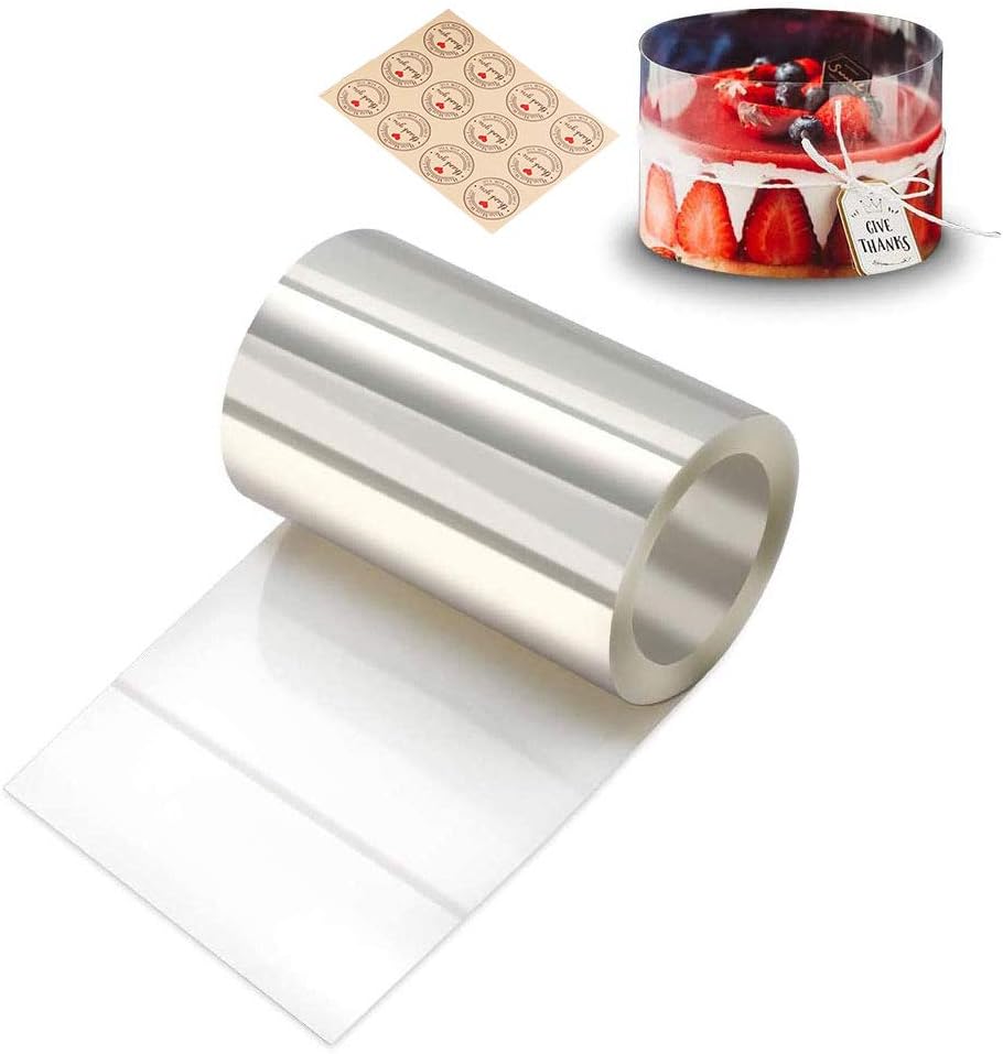 Gutsdoor 3.1 x 394inch Cake Collars, Acetate Rolls, Clear Cake Mousse Strips,Transparent Cake Rolls,Cakes Acetate for Chocolate Mousse Baking & Decorating